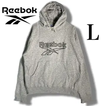 초레어 90s Reebok L 프론트 로고 후드티 그레이 자수