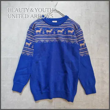 B&Y UNITED ARROWS 노르딕 울 니트 스웨터 블루 계열 L