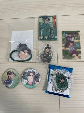 닌타마 시오에 분지로 얼굴 머리끈 캔뱃지 아크링 키링 카드