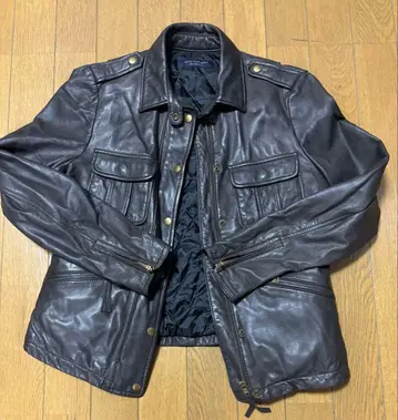 SPICK AND SPAN 다크 브라운 가죽 라이더 자켓 양가죽