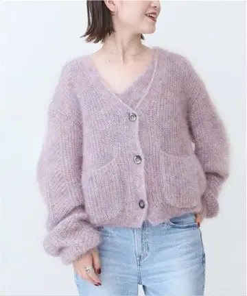 enrica 모헤어 샤기 가디건 V넥 spick &span