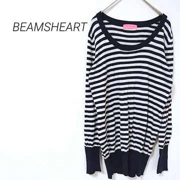 02 빔즈 긴팔 니트 스트라이프 보더 리브