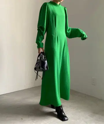 AMERI WINDOWPANE JACQUARD DRESS 그린