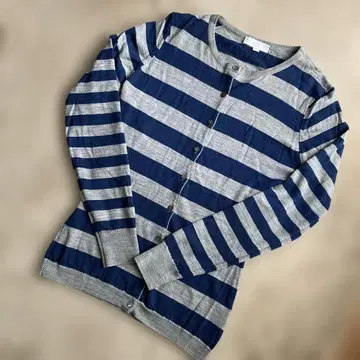 JOHN SMEDLEY 네이비 그레이 스트라이프 가디건