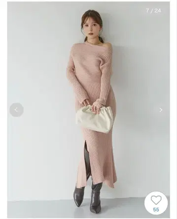 snidel 스나이델 원숄더 아지메 니트 원피스