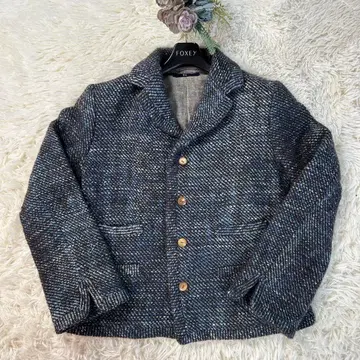 컨디션 최상 45R 트위드 테일러드 자켓 3 블루 45rpm