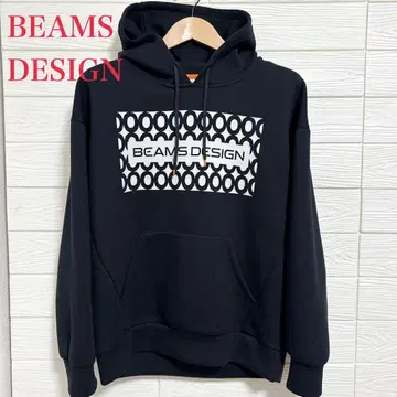 BEAMS DESIGN 빔즈 디자인 블랙 후드티 로고
