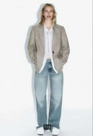 [ 새상품급 ] ZARA 헤링본 스트레이트 블레이저