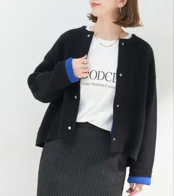 B.C STOCK 2층 스무스 편직 니트 블루종