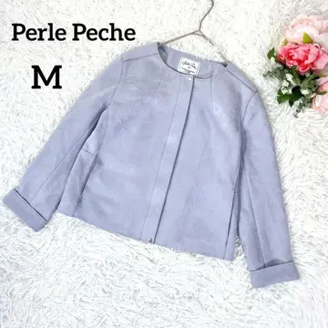 새상품급 페르르페슈 노카라 자켓 스웨이드 느낌 블루 그레이 M 001