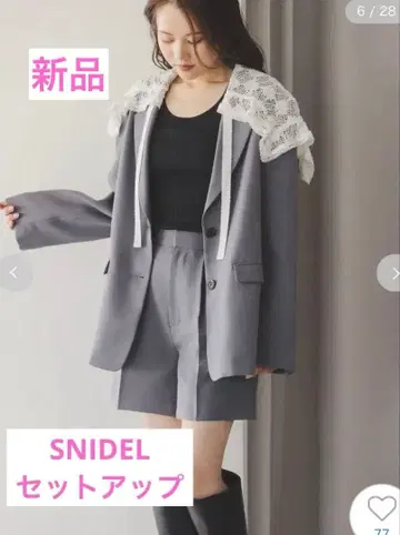 SNIDEL 레이스 스칼라 테일러드 자켓 & 숏팬츠