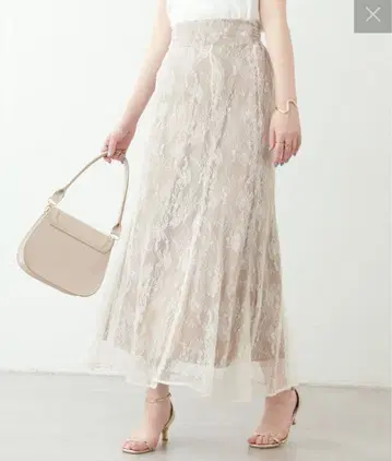 natural couture osono 길이 조절 배색 레이스 스커트