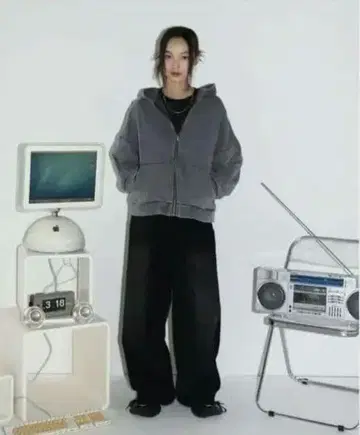 msg 메탈 지퍼 후드티 숏 기장