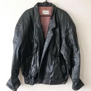 VINTAGE 90s 램 가죽 블루종 가죽 코트 블랙 L