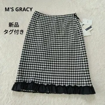 택 포함 새상품 M 엠즈 그레이시 체크 무늬 스커트 프릴