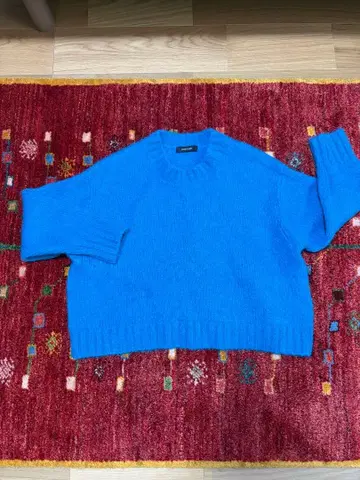 UNTITLED 터콰이즈 블루 니트 모헤어 소재 3L 숏 기장