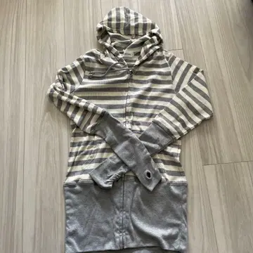 muriel & mercuria 보더 손가락 구멍 롱 후드티 L