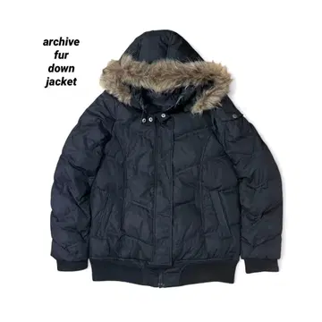 archive grunge fur down jacket BLK y2k