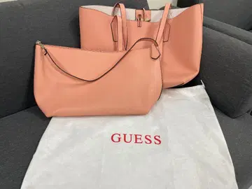 [레어 컬러 미사용] GUESS 핑크 x 화이트 2WAY 토트