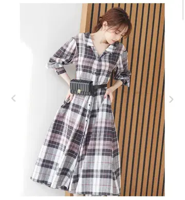 snidel 디자인 체크 원피스 핑크 size1
