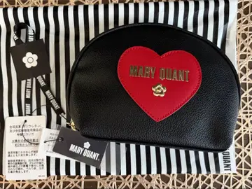 택 포함 새상품 MARY QUANT 하트 디자인 파우치 블랙/빨간색