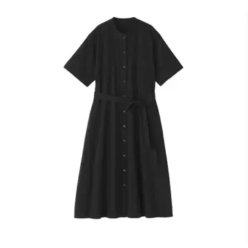 미사용 새상품 MUJI 반팔 셔츠 원피스 블랙 롱 원피스