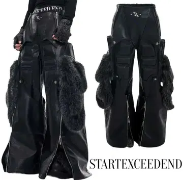 [ STARTEXCEEDEND ] 카고 팬츠 Y2K 퍼 인조 가죽