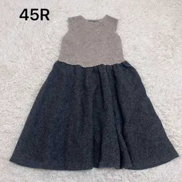45R 울 도킹 원피스 바이컬러 슬리브리스