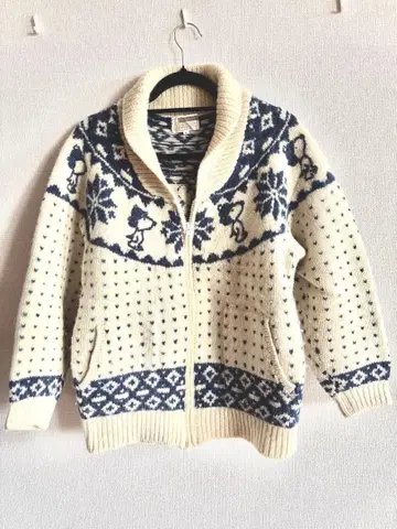 스누피 노르딕 무늬 집업 가디건