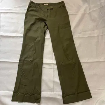 트루사르디 카키 데님 와이드 팬츠