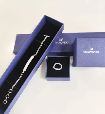 Swarovski 실버 팔찌, 반지 세트