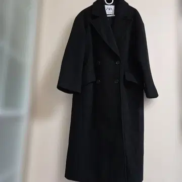 ZARA 블랙 더블 브레스트 롱 코트