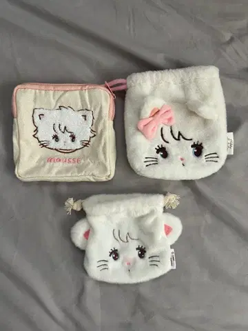 mikko 다이컷 복조리 페이스 복조리 복슬복슬 파우치 3종 세트 무스