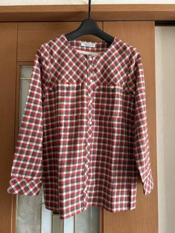 두 패밀리 체크 무늬 긴팔 플란넬 셔츠 새상품급