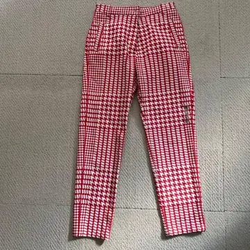 archivio 아르치비오 빨간색과 화이트 체크 무늬 팬츠 36