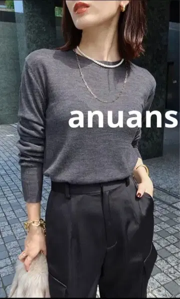 anuans 아뉴앙스 심플 니트 차콜 그레이 무지 니트