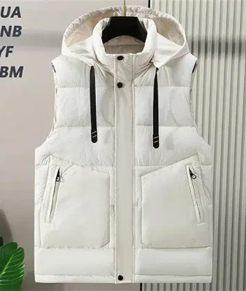 다운 베스트 충전솜 베스트 남성용 겨울 의류 여성용 남녀 공용 후드 부착