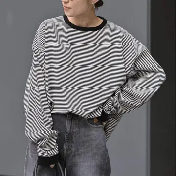프레임워크 미진 보더 롱T 네이비