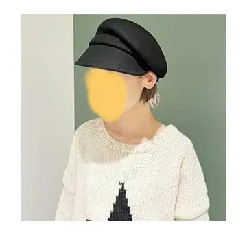 카시라 비대칭 헌팅 캡 블랙 울 베레모