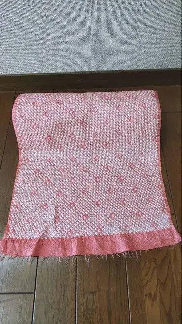 순수 실크 옷감 코몬 총무늬 살몬 핑크