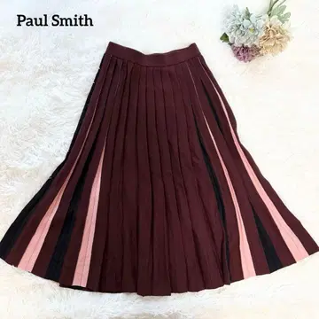 [ 폴스미스 ] 세탁 가능한 배색 니트 플리츠 스커트 가을 컬러 대비