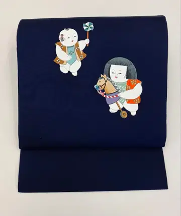 나고야 오비 순수 실크 동자 미사용에 가까움