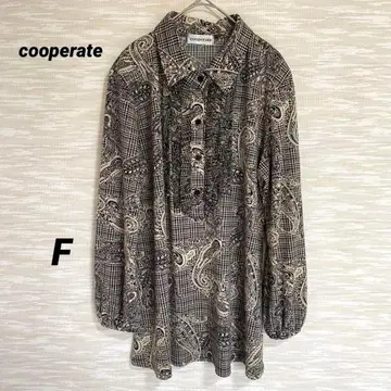 cooperate 긴팔 튜닉 [ F ] 페이즐리 패턴 프릴 레귤러 카라