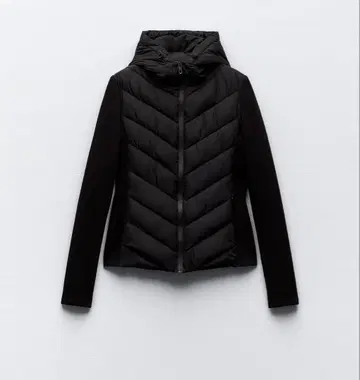 ZARA 후드 부착 블랙 다운 자켓