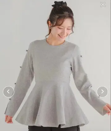 fitmore 핏모어 소매 리본 페플럼 니트