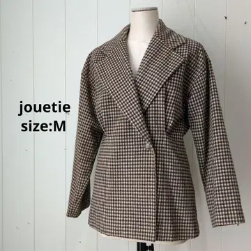 쥬에티 jouetie 체크 무늬 테일러드 자켓 안감 M 브라운