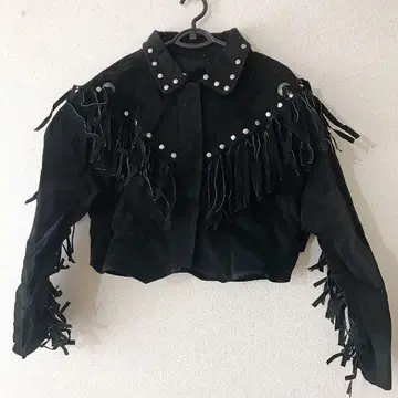 VINTAGE 90s 리얼 스웨이드 돈피 스터드 웨스턴 자켓 블랙
