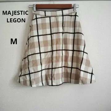 MAJESTIC LEGON 체크 무늬 플레어 스커트 베이지 계열 M