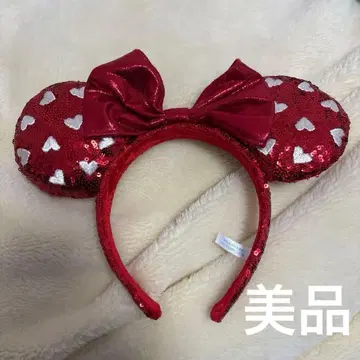 미니 마우스풍 머리띠 빨간색 하트