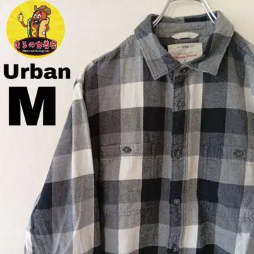 USA 구제 의류 Urban 플란넬 셔츠 M 블랙 화이트 체크